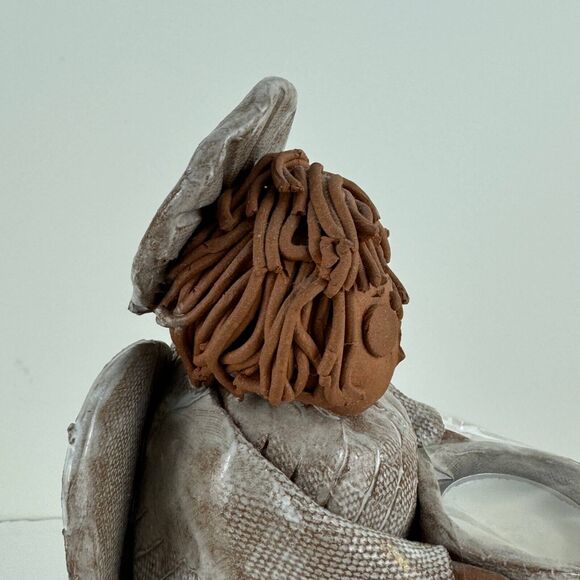 vintage clay pottery candle tealight holder angel choir folkart sculpture figure - Picture 2 of 15